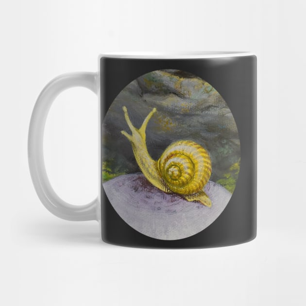 Painted Yellow Snail Moves Through Life Slowly by AnimalWhimsy